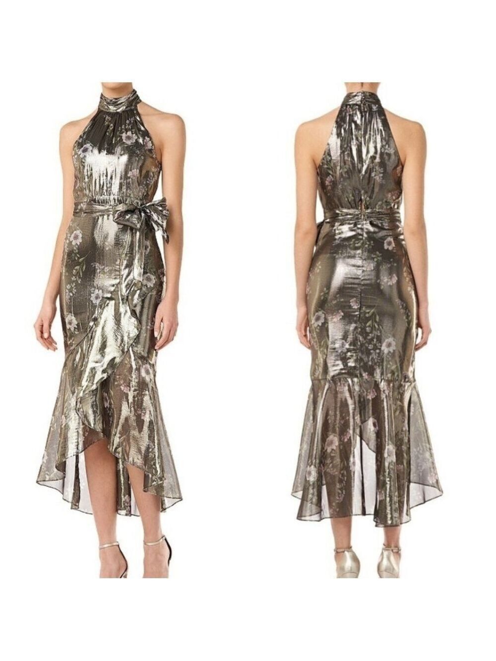 ML Monique Lhuillier Silk Blend Metallic Dress, Size 4